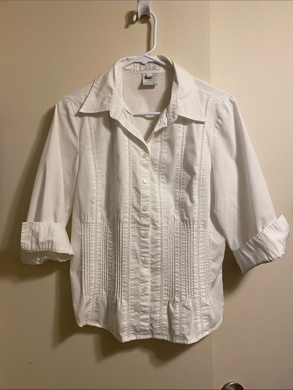 FDJ French Dressing White Pintuck Button-Up Blouse Size 8 - Picture 9 of 16